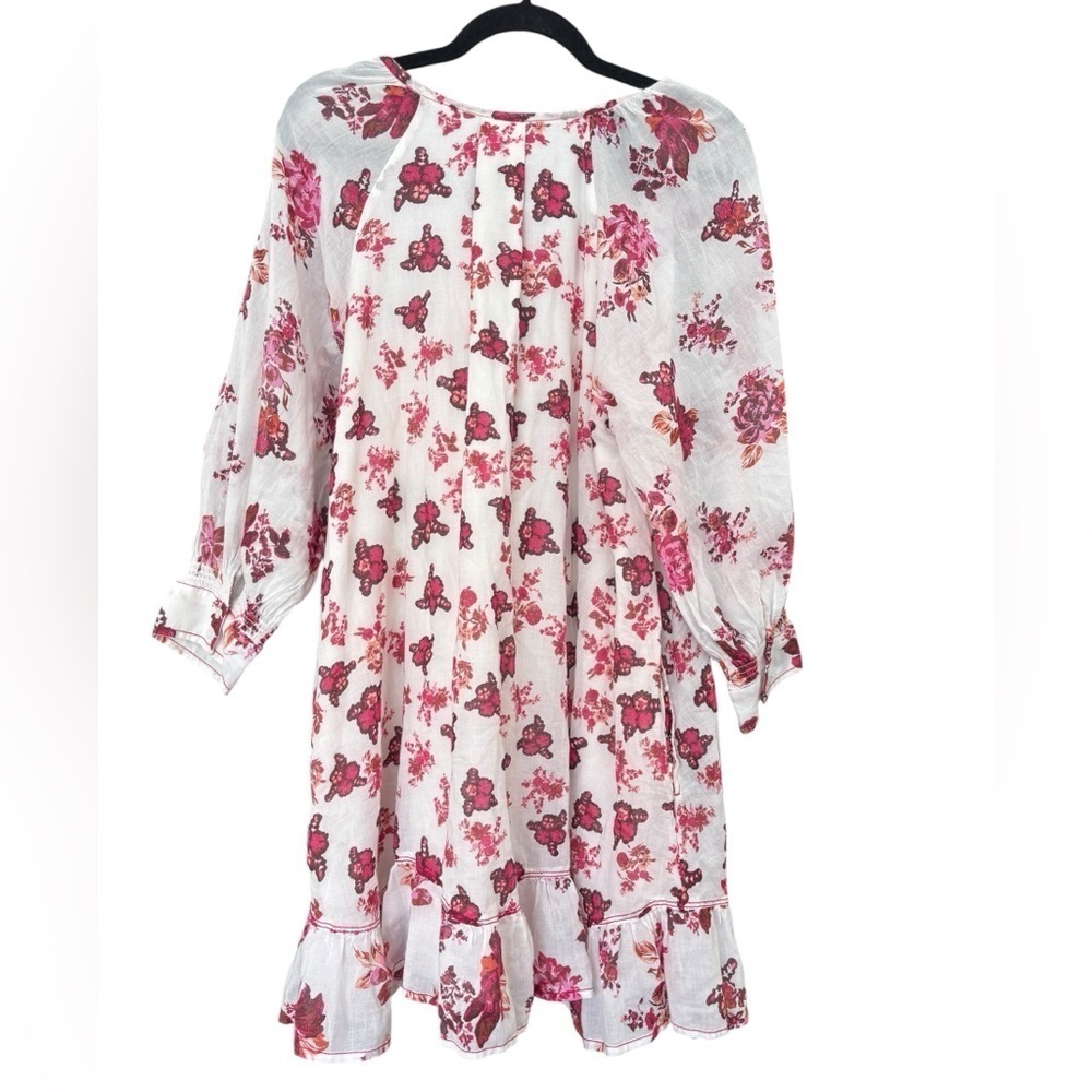 Free People Camilla Mini in Ivory Combo Magenta Pink Floral Long Sleeve Dress Sm - Picture 3 of 6